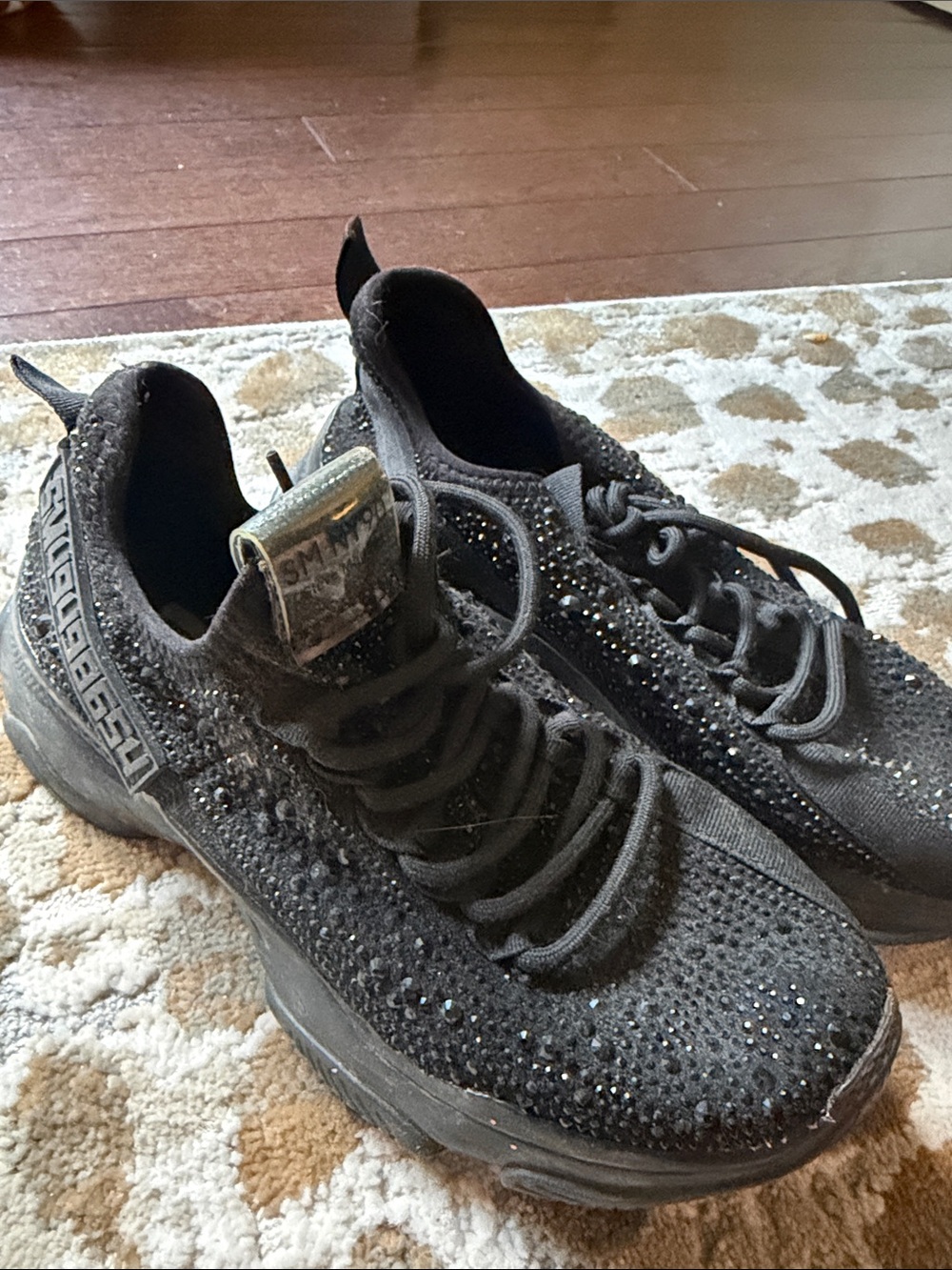 Steve Madden Black Embellished Knit Men's Sneakers